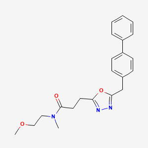molecular formula C22H25N3O3 B4617384 3-[5-(4-联苯基甲基)-1,3,4-恶二唑-2-基]-N-(2-甲氧基乙基)-N-甲基丙酰胺 