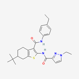 molecular formula C27H34N4O2S B4617403 N-(6-tert-butyl-3-{[(4-ethylphenyl)amino]carbonyl}-4,5,6,7-tetrahydro-1-benzothien-2-yl)-1-ethyl-1H-pyrazole-3-carboxamide 