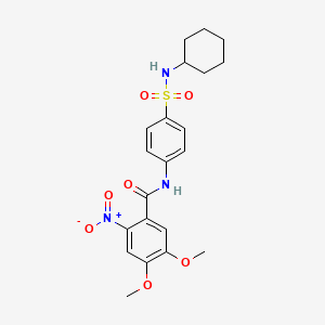 molecular formula C21H25N3O7S B4617410 N-{4-[(环己基氨基)磺酰基]苯基}-4,5-二甲氧基-2-硝基苯甲酰胺 