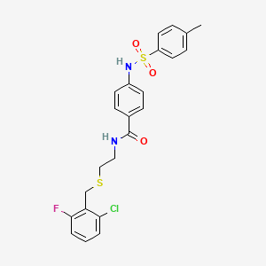 molecular formula C23H22ClFN2O3S2 B4617419 N-{2-[(2-氯-6-氟苄基)硫代]乙基}-4-{[(4-甲苯基)磺酰基]氨基}苯甲酰胺 