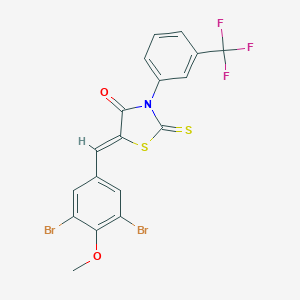 molecular formula C18H10Br2F3NO2S2 B461742 5-(3,5-Dibromo-4-methoxybenzylidene)-2-thioxo-3-[3-(trifluoromethyl)phenyl]-1,3-thiazolidin-4-one 