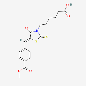 molecular formula C18H19NO5S2 B4617465 6-{5-[4-(methoxycarbonyl)benzylidene]-4-oxo-2-thioxo-1,3-thiazolidin-3-yl}hexanoic acid 