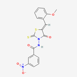 molecular formula C18H13N3O5S2 B4617498 N-[5-(2-methoxybenzylidene)-4-oxo-2-thioxo-1,3-thiazolidin-3-yl]-3-nitrobenzamide 