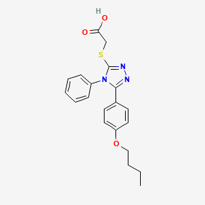 molecular formula C20H21N3O3S B4617499 2-[[5-(4-Butoxyphenyl)-4-phenyl-1,2,4-triazol-3-yl]sulfanyl]acetic acid 