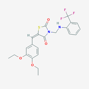 molecular formula C22H21F3N2O4S B461750 5-(3,4-Diethoxybenzylidene)-3-{[2-(trifluoromethyl)anilino]methyl}-1,3-thiazolidine-2,4-dione 