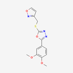molecular formula C14H13N3O4S B4617530 2-(3,4-二甲氧苯基)-5-[(3-异恶唑基甲基)硫代]-1,3,4-恶二唑 