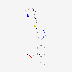 molecular formula C14H13N3O4S B4617530 2-(3,4-DIMETHOXYPHENYL)-5-{[(1,2-OXAZOL-3-YL)METHYL]SULFANYL}-1,3,4-OXADIAZOLE 