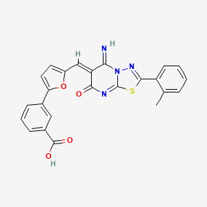 3-(5-{[5-imino-2-(2-methylphenyl)-7-oxo-5H-[1,3,4]thiadiazolo[3,2-a]pyrimidin-6(7H)-ylidene]methyl}-2-furyl)benzoic acid