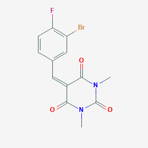 molecular formula C13H10BrFN2O3 B461757 5-(3-bromo-4-fluorobenzylidene)-1,3-dimethyl-2,4,6(1H,3H,5H)-pyrimidinetrione 