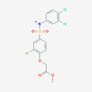 molecular formula C15H12Cl3NO5S B4617576 methyl (2-chloro-4-{[(3,4-dichlorophenyl)amino]sulfonyl}phenoxy)acetate 
