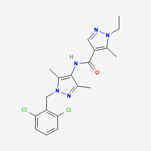 molecular formula C19H21Cl2N5O B4617602 N-[1-(2,6-二氯苄基)-3,5-二甲基-1H-吡唑-4-基]-1-乙基-5-甲基-1H-吡唑-4-甲酰胺 