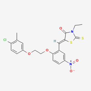 molecular formula C21H19ClN2O5S2 B4617657 5-{2-[2-(4-氯-3-甲苯氧基)乙氧基]-5-硝基苄叉）-3-乙基-2-硫代-1,3-噻唑烷-4-酮 