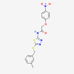 molecular formula C18H16N4O4S2 B4617676 N-{5-[(3-甲基苄基)硫代]-1,3,4-噻二唑-2-基}-2-(4-硝基苯氧基)乙酰胺 