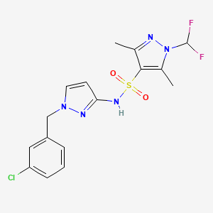 molecular formula C16H16ClF2N5O2S B4617693 N-[1-(3-chlorobenzyl)-1H-pyrazol-3-yl]-1-(difluoromethyl)-3,5-dimethyl-1H-pyrazole-4-sulfonamide 