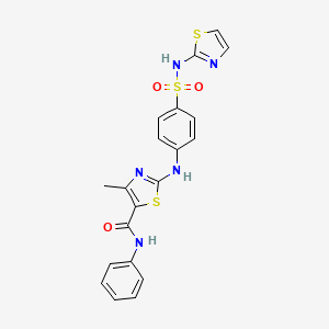 molecular formula C20H17N5O3S3 B4617704 4-methyl-N-phenyl-2-({4-[(1,3-thiazol-2-ylamino)sulfonyl]phenyl}amino)-1,3-thiazole-5-carboxamide 