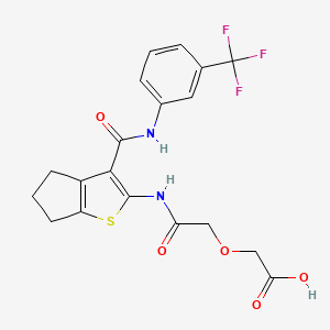 molecular formula C19H17F3N2O5S B4617717 (2-oxo-2-{[3-({[3-(trifluoromethyl)phenyl]amino}carbonyl)-5,6-dihydro-4H-cyclopenta[b]thien-2-yl]amino}ethoxy)acetic acid 