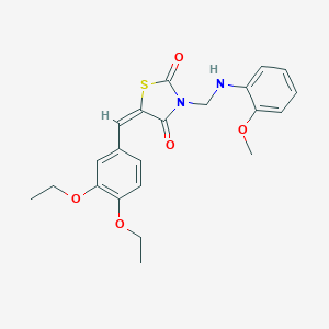 molecular formula C22H24N2O5S B461772 5-(3,4-Diethoxybenzylidene)-3-[(2-methoxyanilino)methyl]-1,3-thiazolidine-2,4-dione 