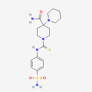molecular formula C18H27N5O3S2 B4617743 1'-({[4-(aminosulfonyl)phenyl]amino}carbonothioyl)-1,4'-bipiperidine-4'-carboxamide 