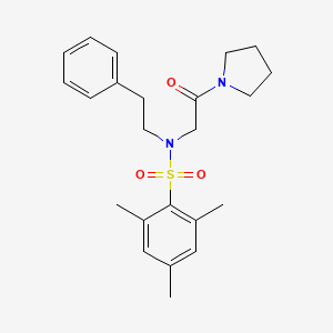 molecular formula C23H30N2O3S B4617744 2,4,6-trimethyl-N-[2-oxo-2-(1-pyrrolidinyl)ethyl]-N-(2-phenylethyl)benzenesulfonamide 