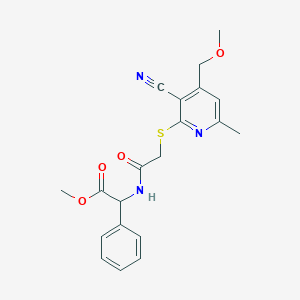 molecular formula C20H21N3O4S B4617761 methyl [({[3-cyano-4-(methoxymethyl)-6-methylpyridin-2-yl]thio}acetyl)amino](phenyl)acetate 