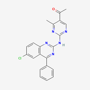 molecular formula C21H16ClN5O B4617762 1-{2-[(6-chloro-4-phenyl-2-quinazolinyl)amino]-4-methyl-5-pyrimidinyl}ethanone 
