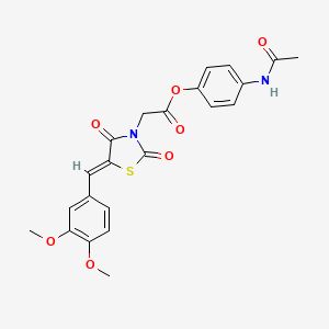 molecular formula C22H20N2O7S B4617766 4-(乙酰氨基)苯基[5-(3,4-二甲氧基亚苄基)-2,4-二氧代-1,3-噻唑烷-3-基]乙酸酯 