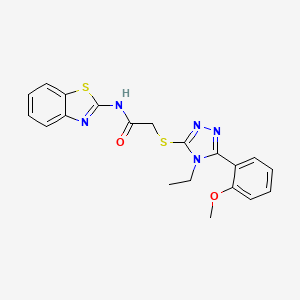 molecular formula C20H19N5O2S2 B4617818 N-1,3-benzothiazol-2-yl-2-{[4-ethyl-5-(2-methoxyphenyl)-4H-1,2,4-triazol-3-yl]thio}acetamide 