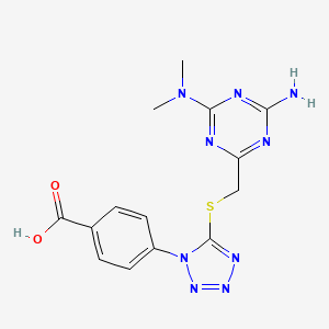 molecular formula C14H15N9O2S B4617858 4-[5-({[4-amino-6-(dimethylamino)-1,3,5-triazin-2-yl]methyl}thio)-1H-tetrazol-1-yl]benzoic acid 