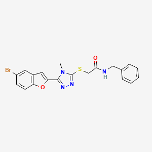 molecular formula C20H17BrN4O2S B4617876 N-benzyl-2-{[5-(5-bromo-1-benzofuran-2-yl)-4-methyl-4H-1,2,4-triazol-3-yl]thio}acetamide 