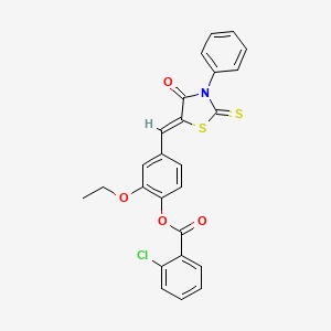 [2-ethoxy-4-[(Z)-(4-oxo-3-phenyl-2-sulfanylidene-1,3-thiazolidin-5-ylidene)methyl]phenyl] 2-chlorobenzoate