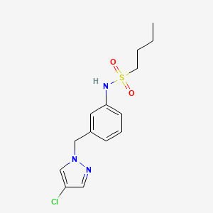 molecular formula C14H18ClN3O2S B4617921 N-{3-[(4-chloro-1H-pyrazol-1-yl)methyl]phenyl}-1-butanesulfonamide 