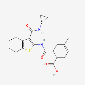 molecular formula C22H28N2O4S B4617923 6-[({3-[(cyclopropylamino)carbonyl]-4,5,6,7-tetrahydro-1-benzothien-2-yl}amino)carbonyl]-3,4-dimethyl-3-cyclohexene-1-carboxylic acid 