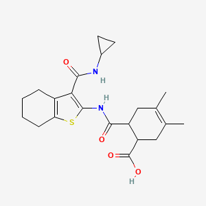 molecular formula C22H28N2O4S B4617923 6-[({3-[(环丙氨基)羰基]-4,5,6,7-四氢-1-苯并噻吩-2-基}氨基)羰基]-3,4-二甲基-3-环己烯-1-羧酸 