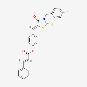 molecular formula C27H21NO3S2 B4617961 4-{[3-(4-甲基苄基)-4-氧代-2-硫代-1,3-噻唑烷-5-亚甲基]甲基}苯基 3-苯基丙烯酸酯 
