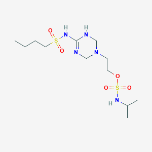 molecular formula C12H27N5O5S2 B4617973 2-{4-[(butylsulfonyl)imino]-1,3,5-triazinan-1-yl}ethyl isopropylsulfamate 