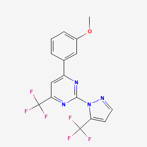 molecular formula C16H10F6N4O B4617982 4-(3-甲氧基苯基)-6-(三氟甲基)-2-[5-(三氟甲基)-1H-吡唑-1-基]嘧啶 