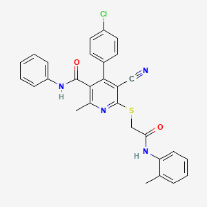 4-(4-chlorophenyl)-5-cyano-2-methyl-6-({2-[(2-methylphenyl)amino]-2-oxoethyl}thio)-N-phenylnicotinamide