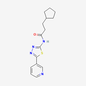 3-cyclopentyl-N-[5-(3-pyridinyl)-1,3,4-thiadiazol-2-yl]propanamide