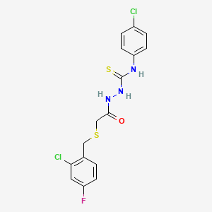 molecular formula C16H14Cl2FN3OS2 B4618145 2-{[(2-chloro-4-fluorobenzyl)thio]acetyl}-N-(4-chlorophenyl)hydrazinecarbothioamide 