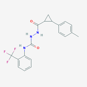 molecular formula C19H18F3N3O2 B4618186 2-{[2-(4-methylphenyl)cyclopropyl]carbonyl}-N-[2-(trifluoromethyl)phenyl]hydrazinecarboxamide 