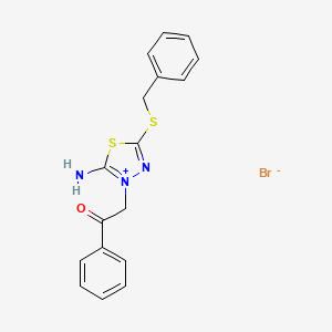 2-amino-5-(benzylthio)-3-(2-oxo-2-phenylethyl)-1,3,4-thiadiazol-3-ium bromide