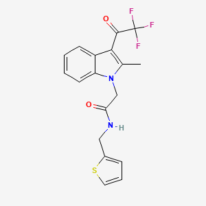 molecular formula C18H15F3N2O2S B4618243 2-[2-methyl-3-(trifluoroacetyl)-1H-indol-1-yl]-N-(2-thienylmethyl)acetamide 