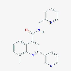 molecular formula C22H18N4O B4618257 8-methyl-2-(3-pyridinyl)-N-(2-pyridinylmethyl)-4-quinolinecarboxamide 