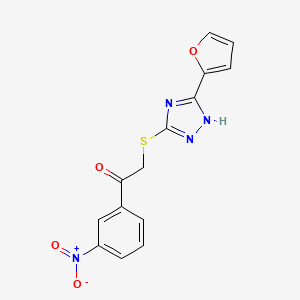 molecular formula C14H10N4O4S B4618323 2-{[5-(2-呋喃基)-4H-1,2,4-三唑-3-基]硫代}-1-(3-硝基苯基)乙酮 