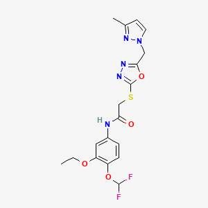 N-[4-(difluoromethoxy)-3-ethoxyphenyl]-2-({5-[(3-methyl-1H-pyrazol-1-yl)methyl]-1,3,4-oxadiazol-2-yl}thio)acetamide