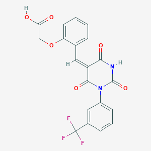 molecular formula C20H13F3N2O6 B4618357 （2-（[2,4,6-三氧代-1-（3-（三氟甲基）苯基）四氢-5（2H）-嘧啶亚甲基]甲基}苯氧基）乙酸 