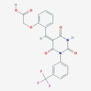 molecular formula C20H13F3N2O6 B4618357 (2-{[2,4,6-trioxo-1-[3-(trifluoromethyl)phenyl]tetrahydro-5(2H)-pyrimidinylidene]methyl}phenoxy)acetic acid 