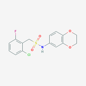 molecular formula C15H13ClFNO4S B4618360 1-(2-chloro-6-fluorophenyl)-N-(2,3-dihydro-1,4-benzodioxin-6-yl)methanesulfonamide 