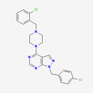 molecular formula C23H22Cl2N6 B4618380 1-(4-chlorobenzyl)-4-[4-(2-chlorobenzyl)-1-piperazinyl]-1H-pyrazolo[3,4-d]pyrimidine 