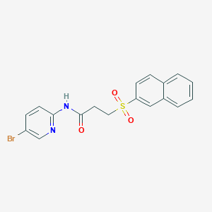 molecular formula C18H15BrN2O3S B4618383 N-(5-溴-2-吡啶基)-3-(2-萘磺酰基)丙酰胺 